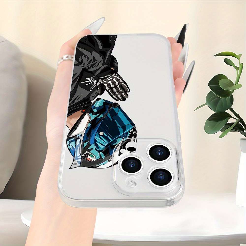1Pc Transparent For iPhone XS Motorcycle Boy Phone Case