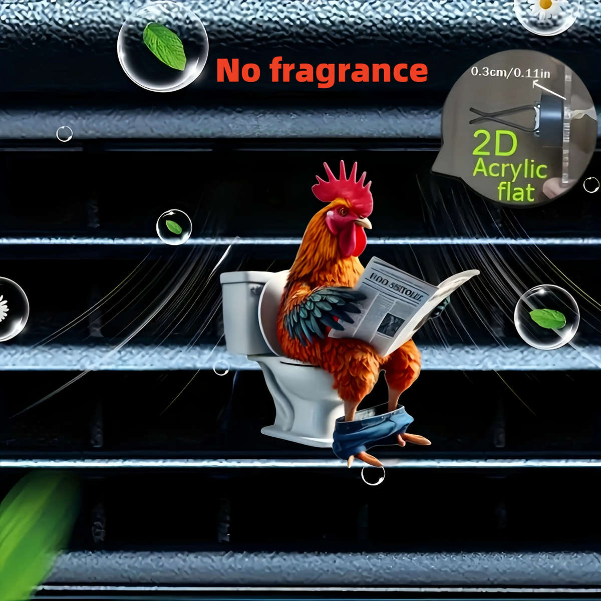 Car Interior Decor Style Reading Newspaper Rooster