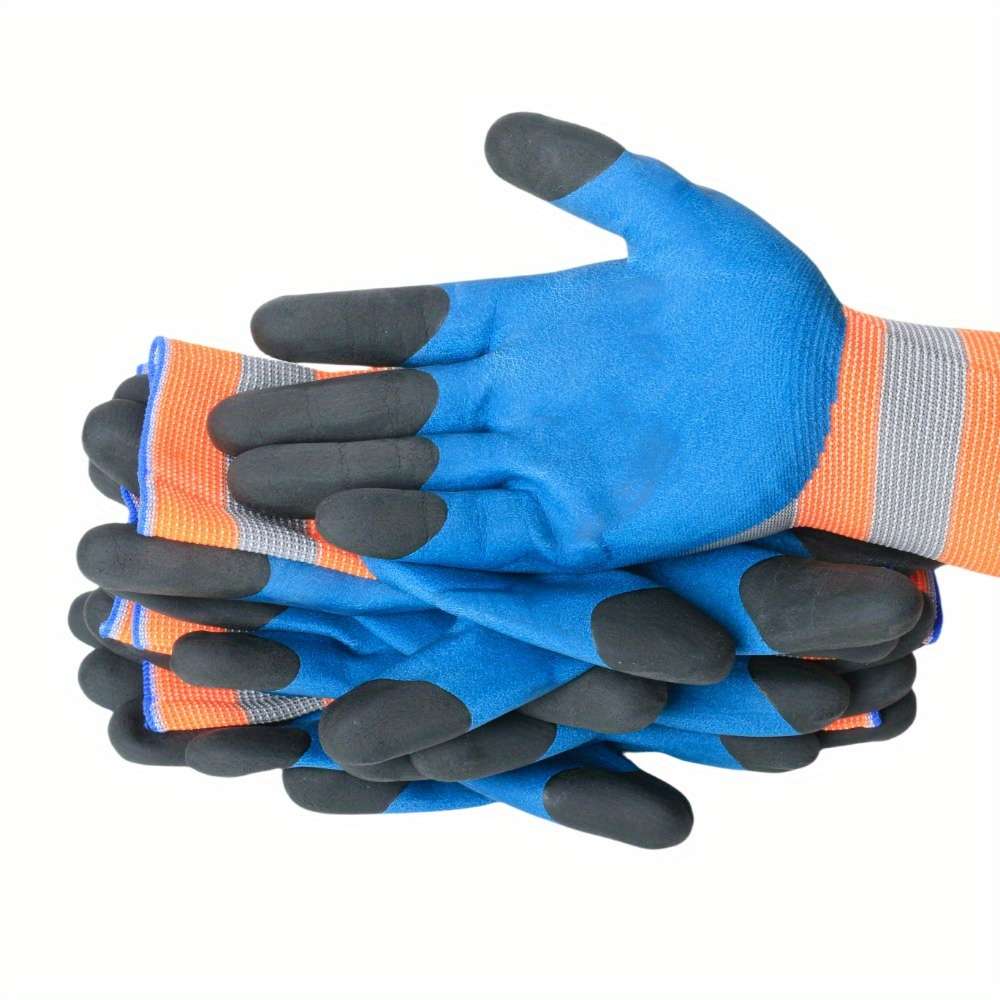 2 Pairs Black Finger Thickening Blue Base Multi Purpose Work Gloves