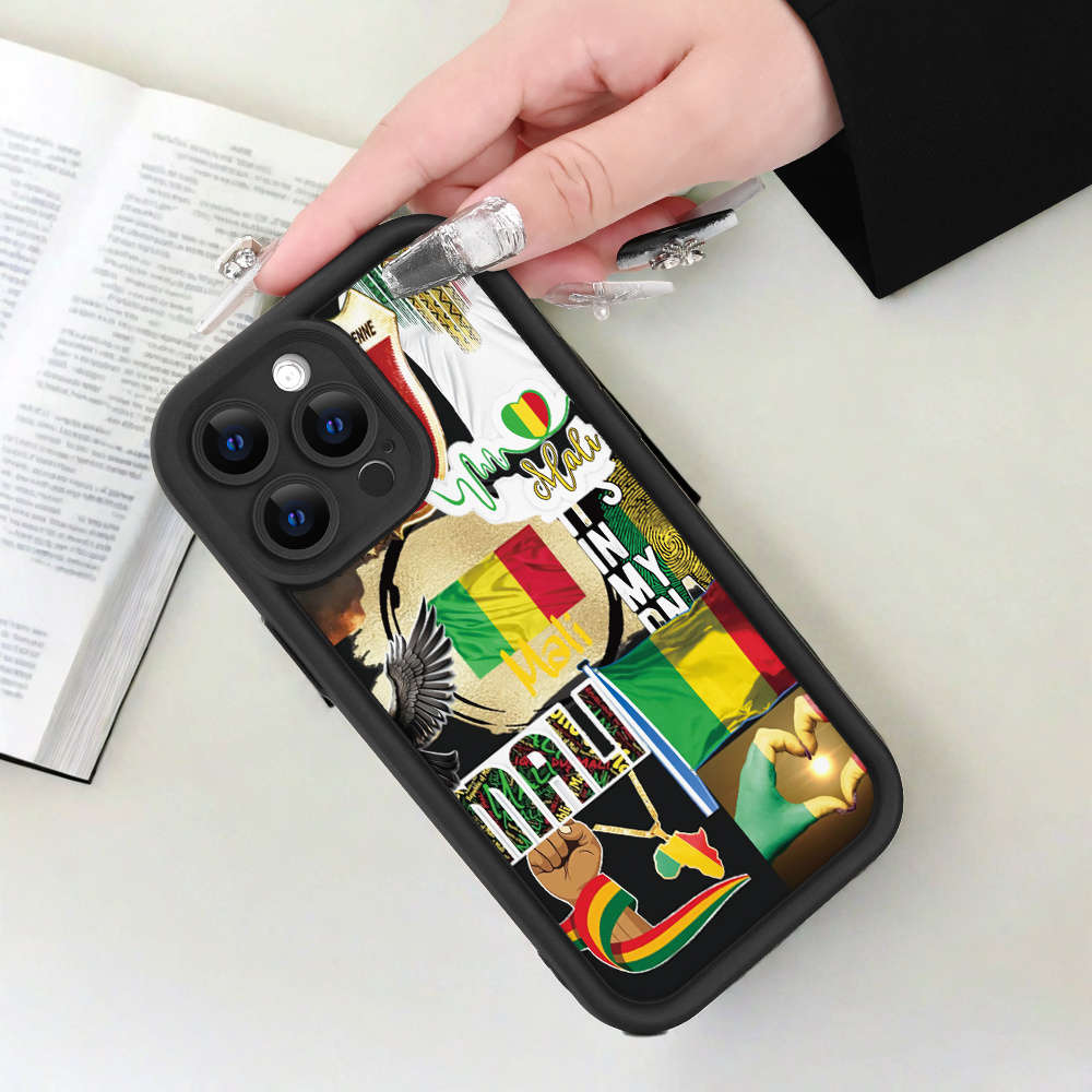 1Pc Black For iPhone 12 African Style Illustration Phone Case