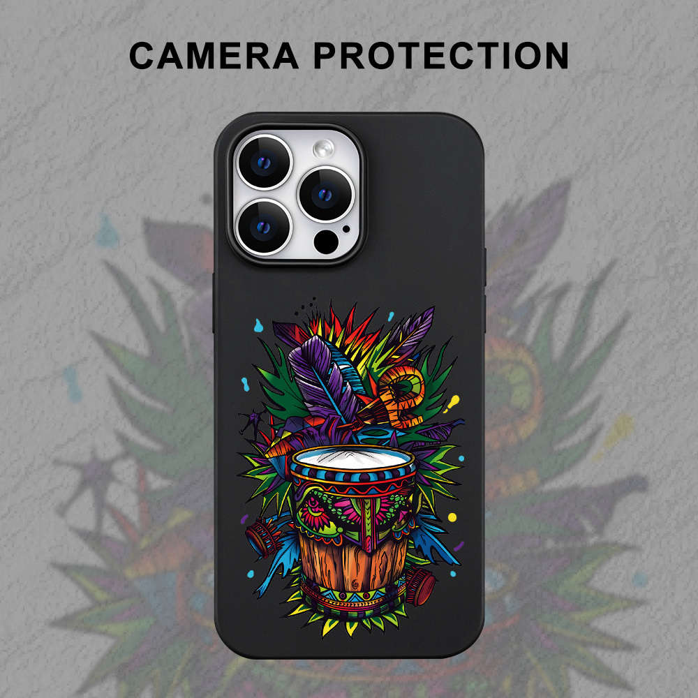 1Pc Black For iPhone 13 Pro African Hand Drum Phone Case