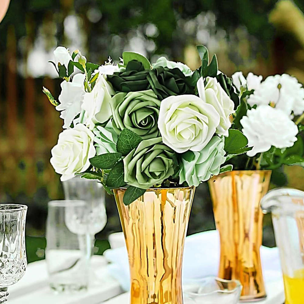 Wedding Supplies Color Green Gradient Large Rose 28Pcs