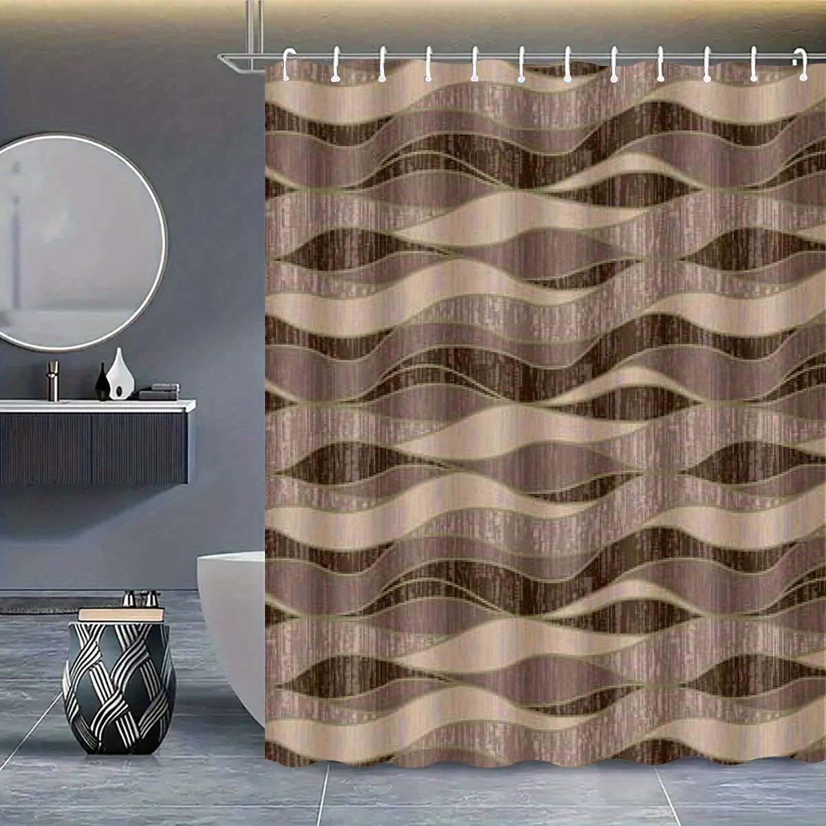 Waterproof Shower Curtain Color Brown Size 100X180 100.0Cm*180.01Cm