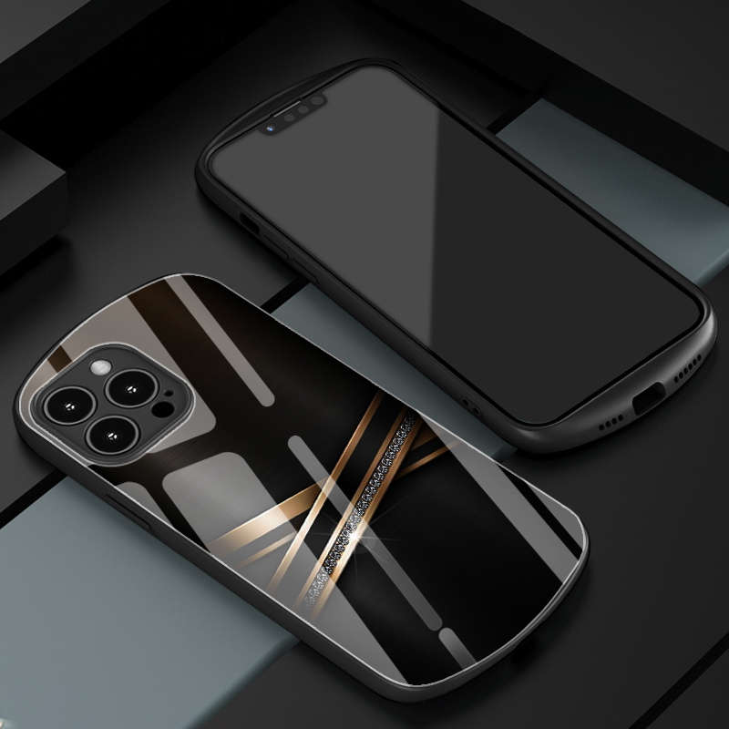 1Pc Black For iPhone 8 Black Golden Diamond Encrusted Phone Case