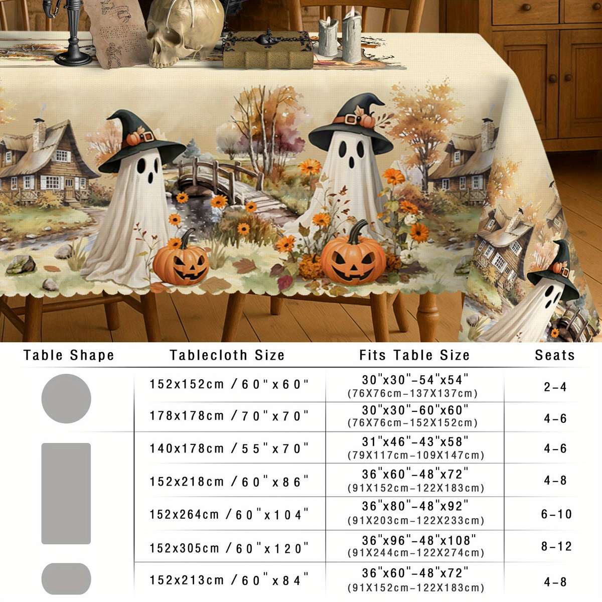 Halloween tablecloth decoration size Rectangle 5570in 140180cm