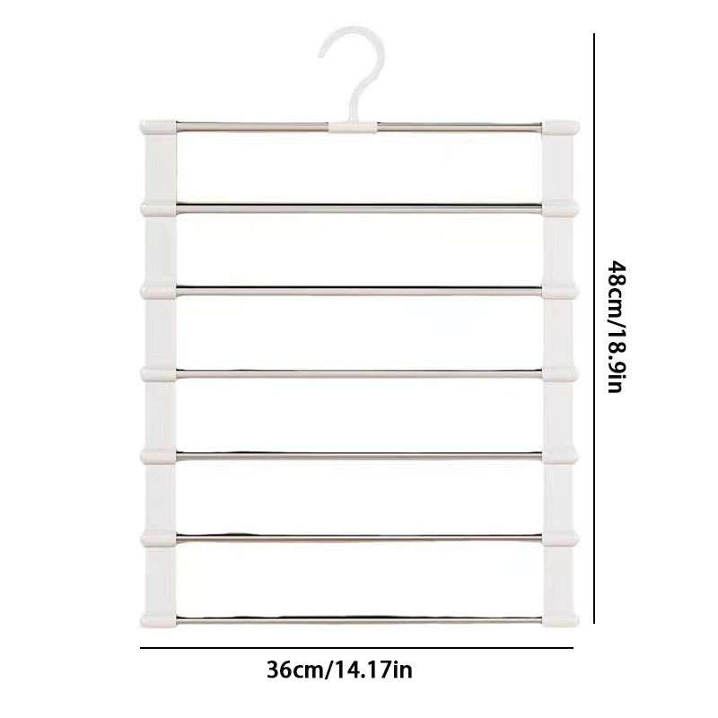 2 Hooks Foldable Multi Layer Pants Rack Stainless color White Quantity 3pcs