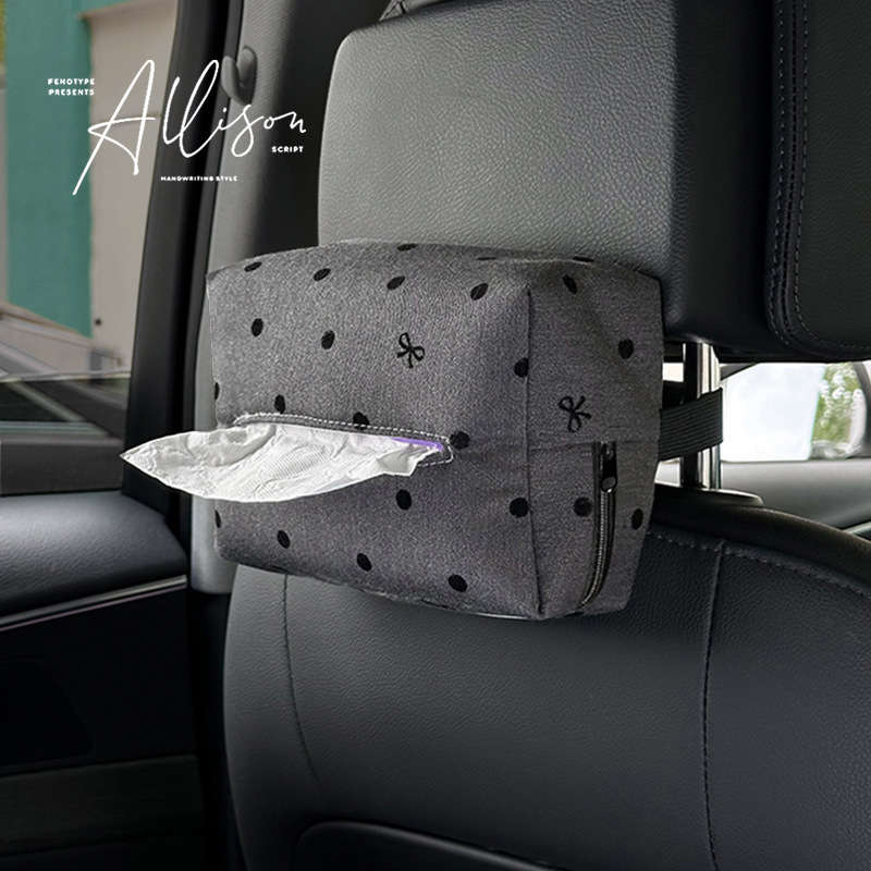 Car Tissue Box Style Polka Dot Bow Tissue Box Pink