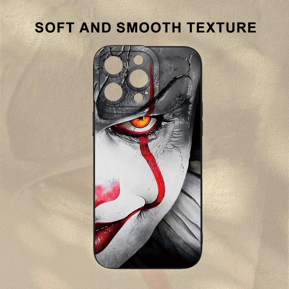 1Pc Black For iPhone 14 Plus Clown Pattern Phone Case