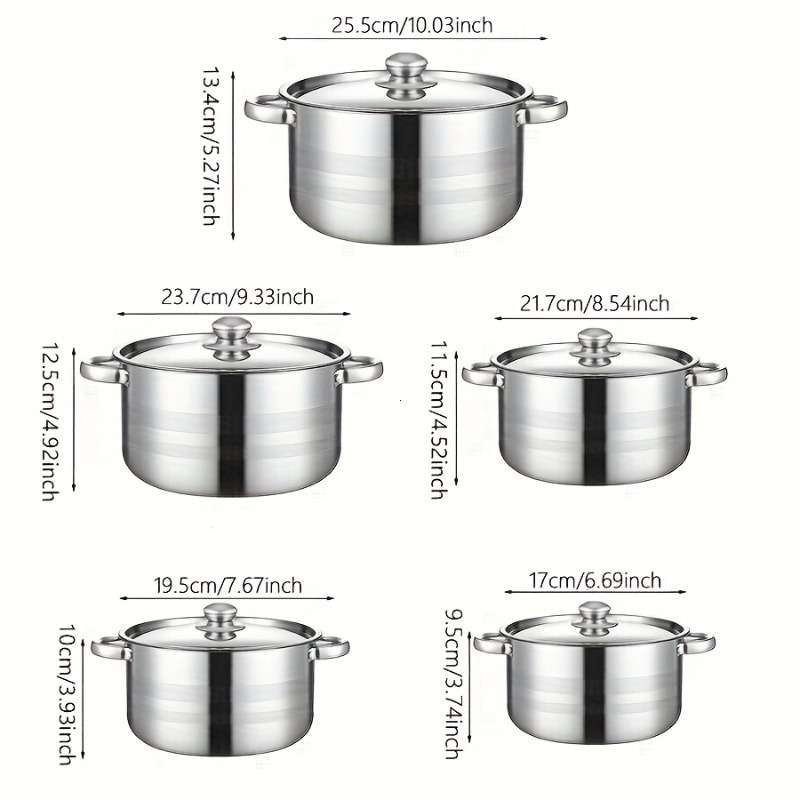 Heavy Duty Stainless Steel Cookware Set Home Cooking Camping Outdoor Use Multi