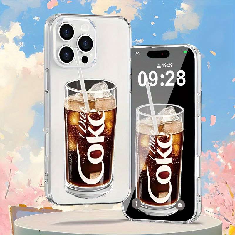 1Pc Transparent For iPhone 15 Plus Cola Design Phone Case