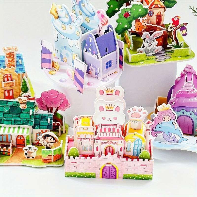 3D Building Model Puzzle Set Model Random Quantity 4 Pcs