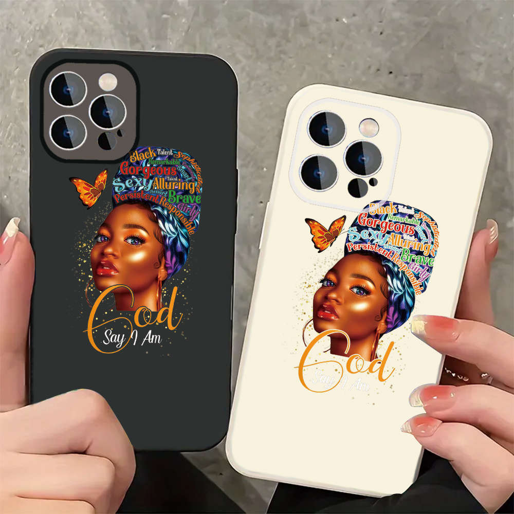 1Pc Black For iPhone 14 Pro Max Empowered Beauty Phone Case