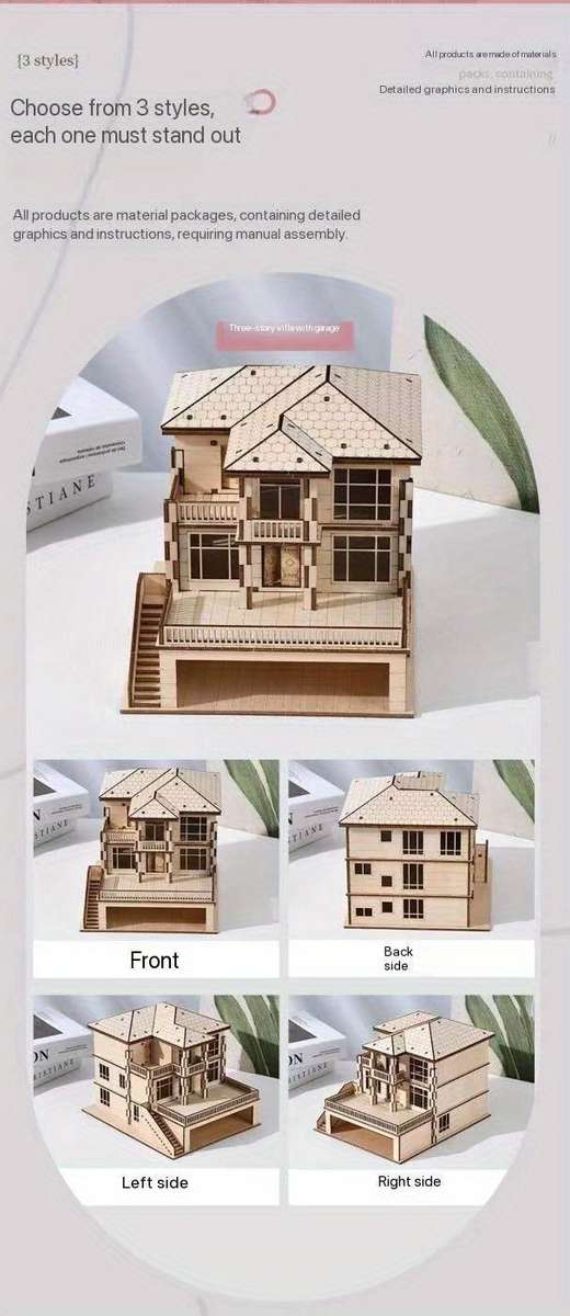 3D Building Model Puzzle Set Size Two Storey Villa