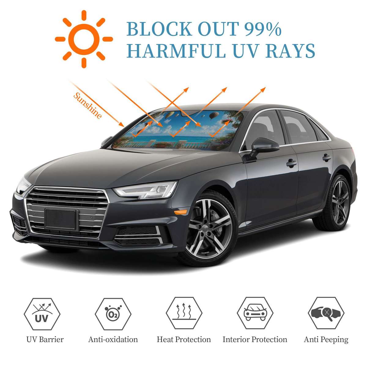 Car Sun Shades Color White Size M