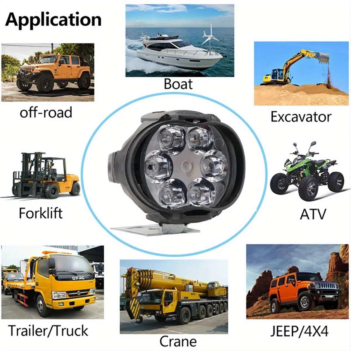 2pcs 12V LED Work Lights for Motorcycles Featuring 6 Leds Suitable for Various Uses