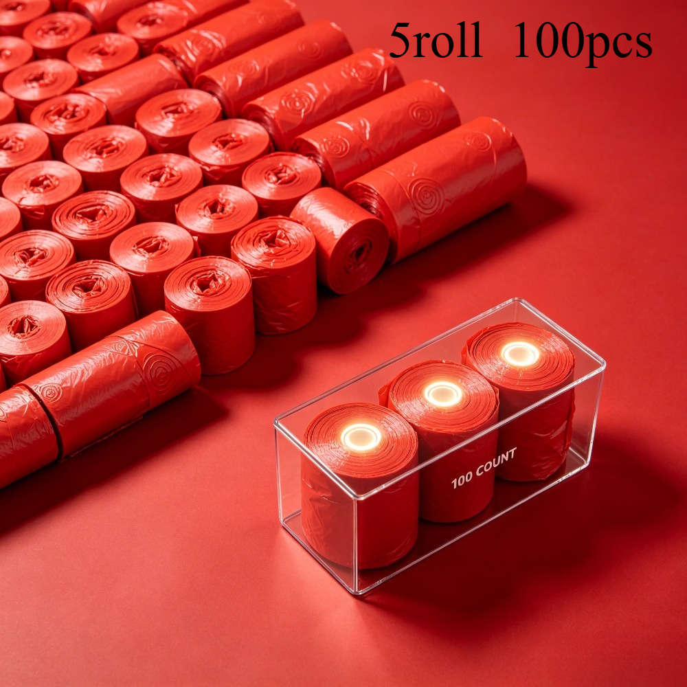 Trash Bag5 Rolls100 Pieces Red