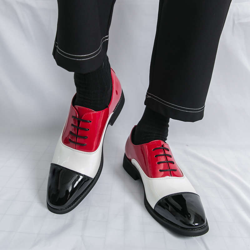 Mens Leather Shoes Color Black White Red Sizeuk 5.5