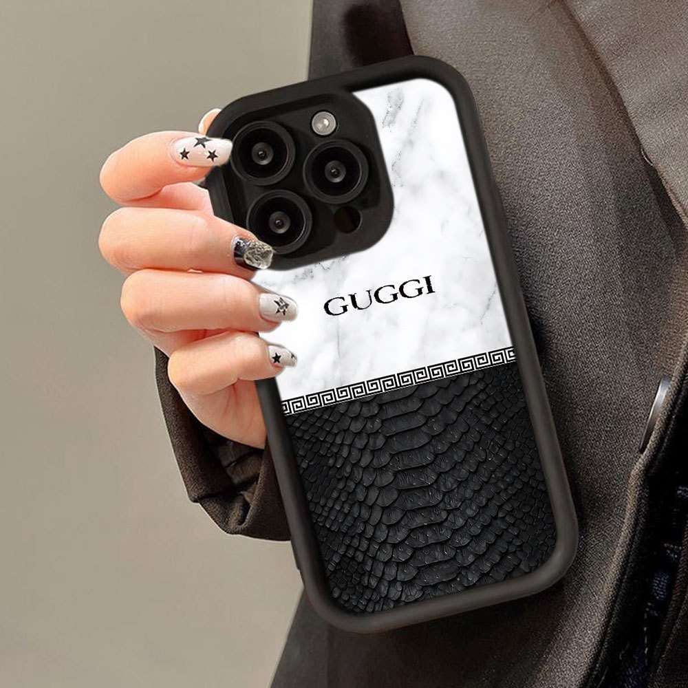1Pc Black For iPhone 12 Mini Luxury Stone Pattern Phone Case