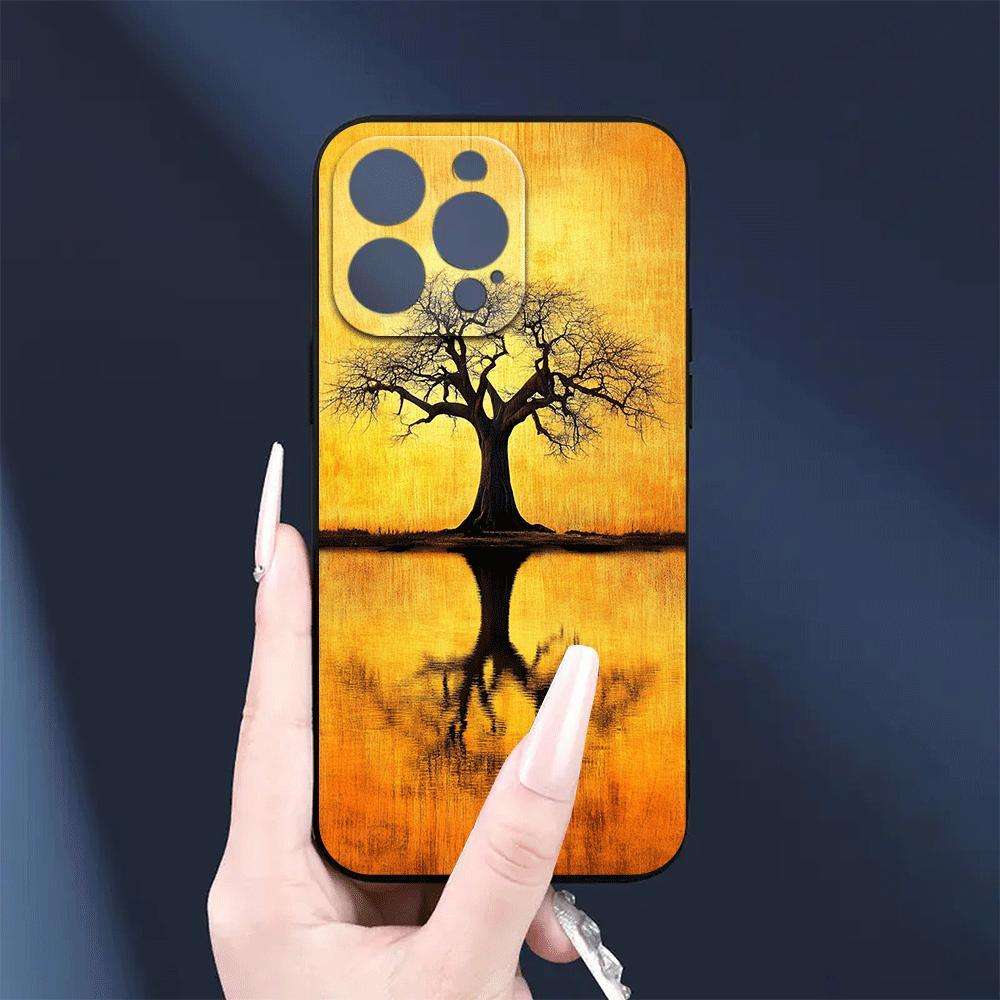 1Pc Black For iPhone 16 Pro African Sunset Phone Case