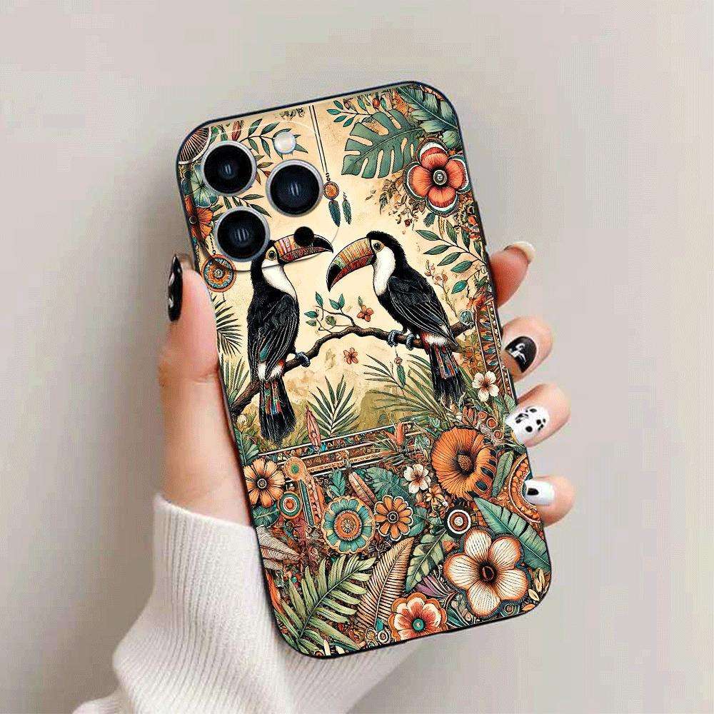 1Pc Black For iPhone 11 African Style TPU Phone Case