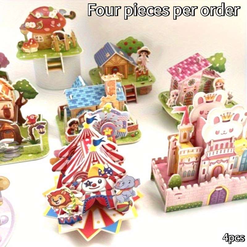 3D Building Model Puzzle Set Model Random Quantity 4 Pcs