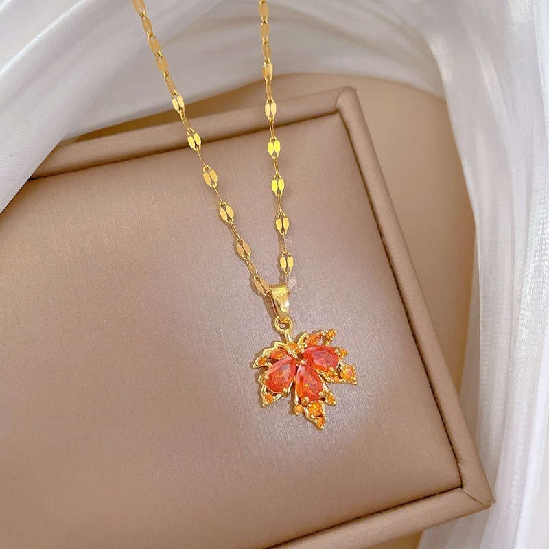 Womens Necklace Color Red