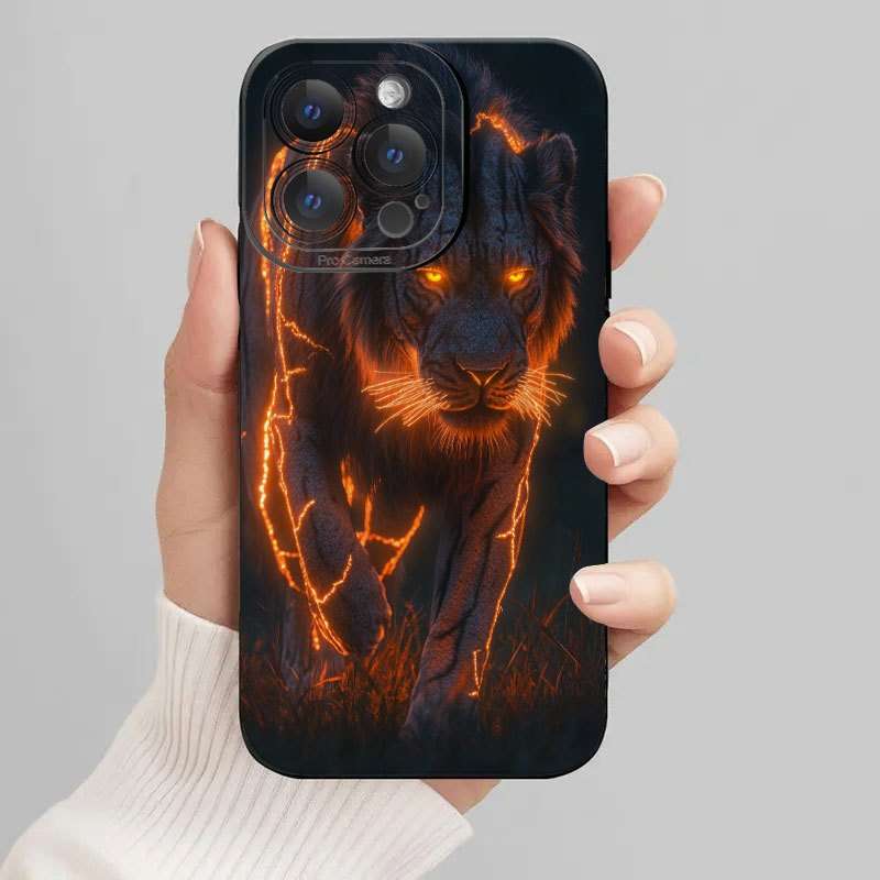 1Pc Black For iPhone 16 Plus African Tiger Phone Case