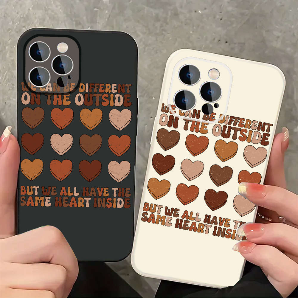 1Pc Black For iPhone 11 Pro Max Same Heart Pattern Phone Case