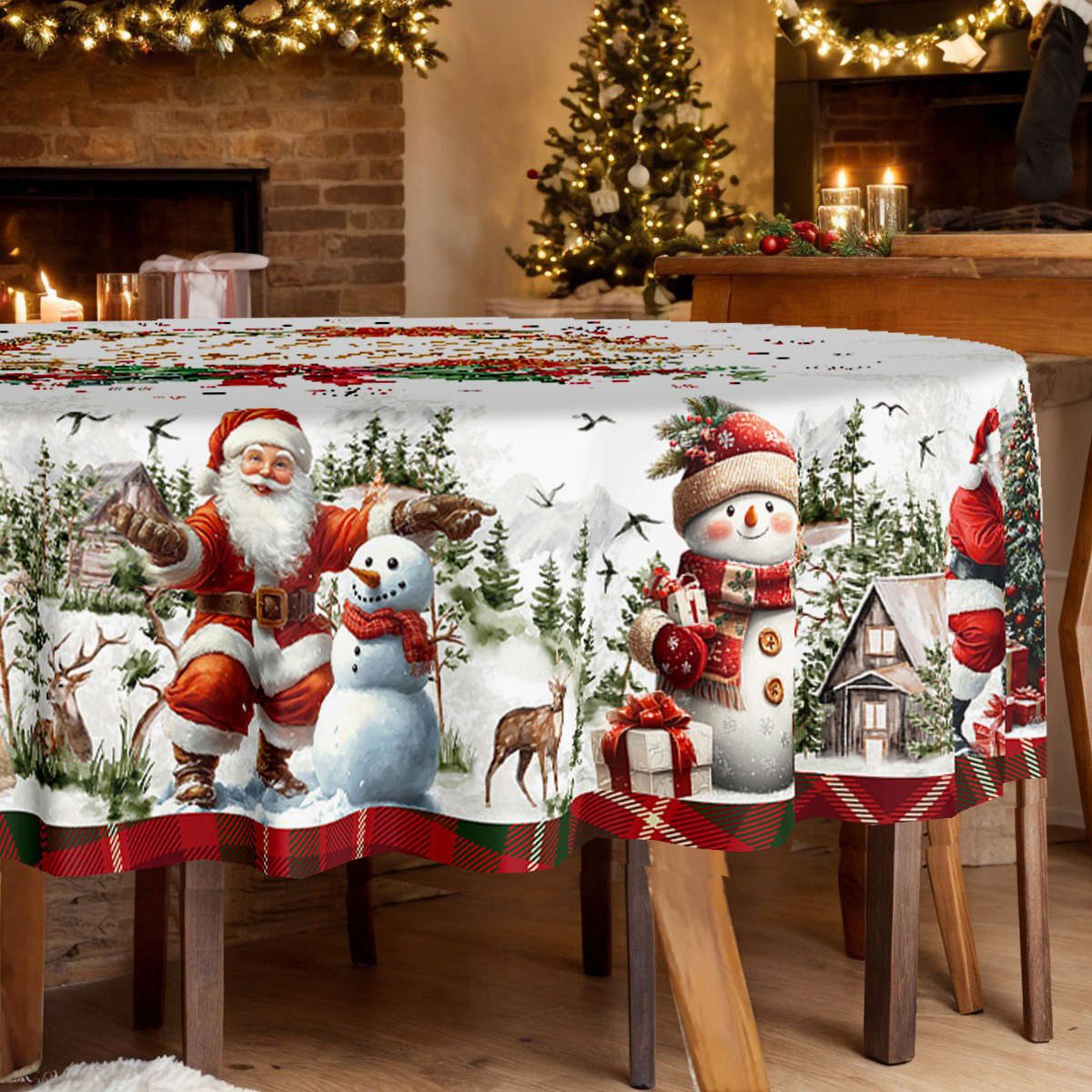 Christmas Tablecloth Size 150X150Cm  Round