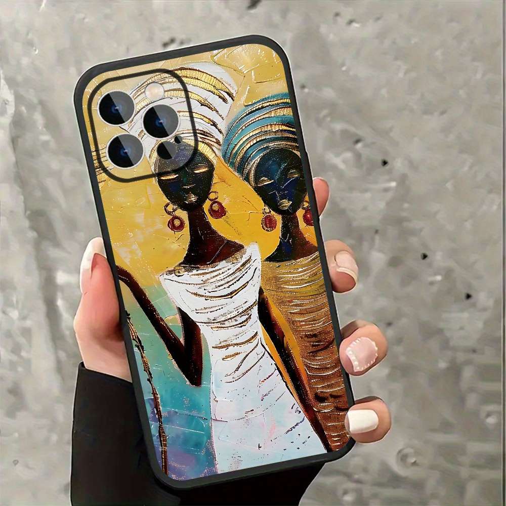 1Pc Ivory White For iPhone 16 Pro Max African Sisters Headwraps Phone Case