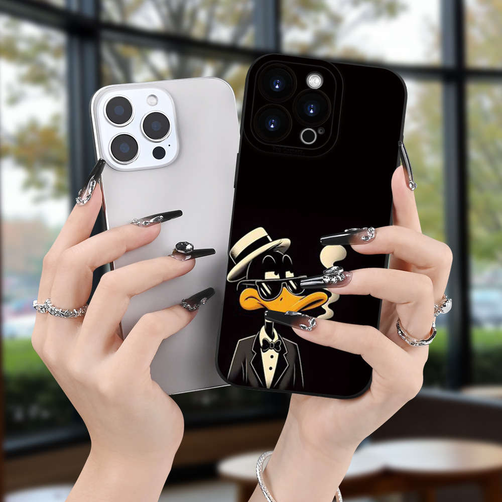 1Pc Black For iPhone 14 Unique Duck Designs Phone Case
