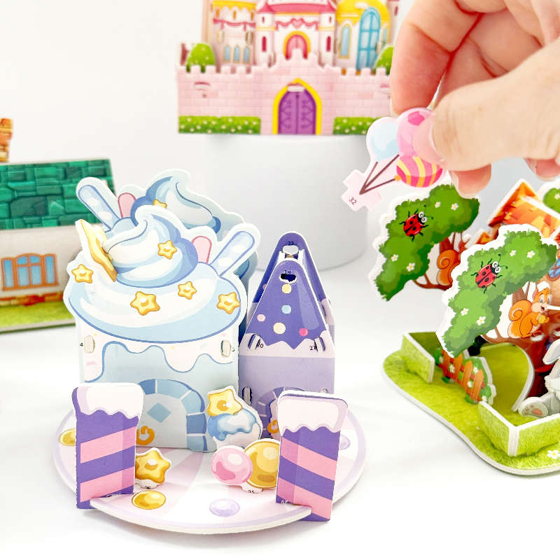 3D Building Model Puzzle Set Model Random Quantity 4 Pcs