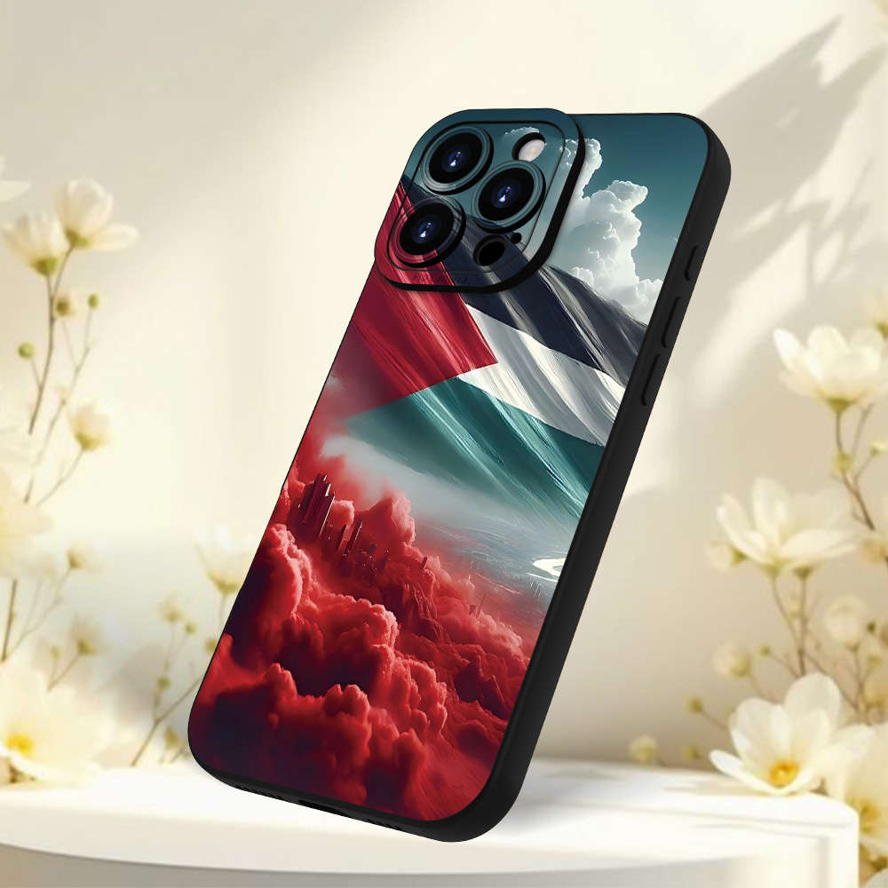 1Pc Black For iPhone 8 Plus Flag Pattern Phone Case