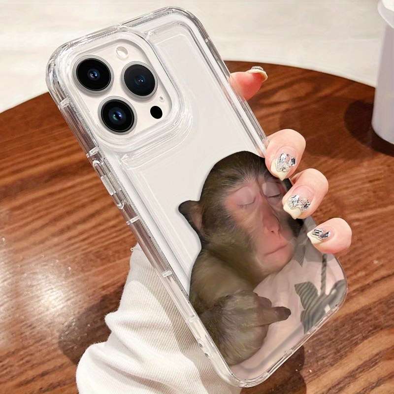 1Pc Transparent For iPhone XS Max Sleeping Monkey Phone Case