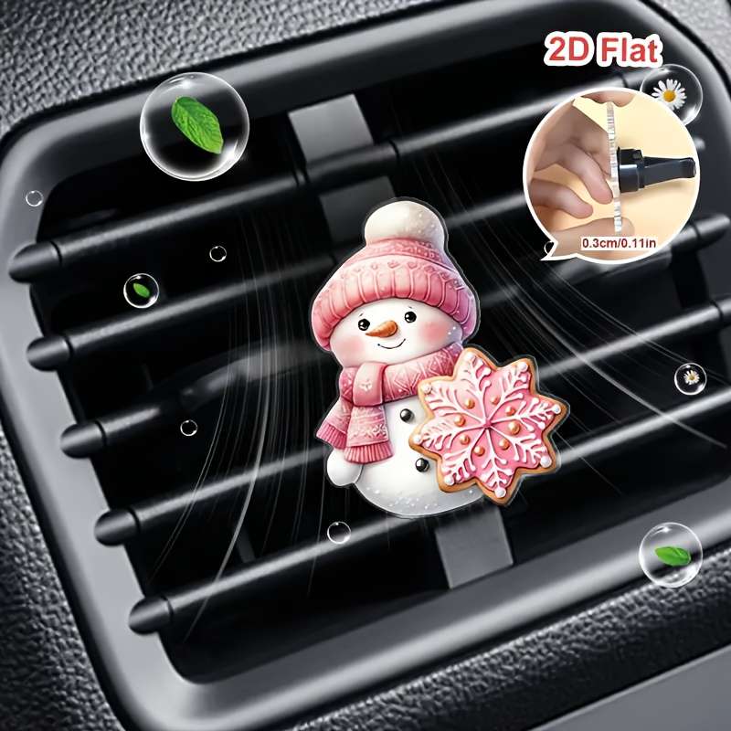 Car Interior Decor  2 Pink Snowman Car Fragrances