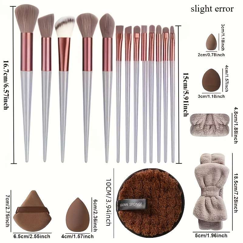 Makeup Brush Set Quantity 14Pcs 13 Brushes  1 Makeup Sponge
