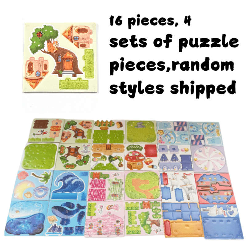 3D Building Model Puzzle Set Model Random Quantity 4 Pcs