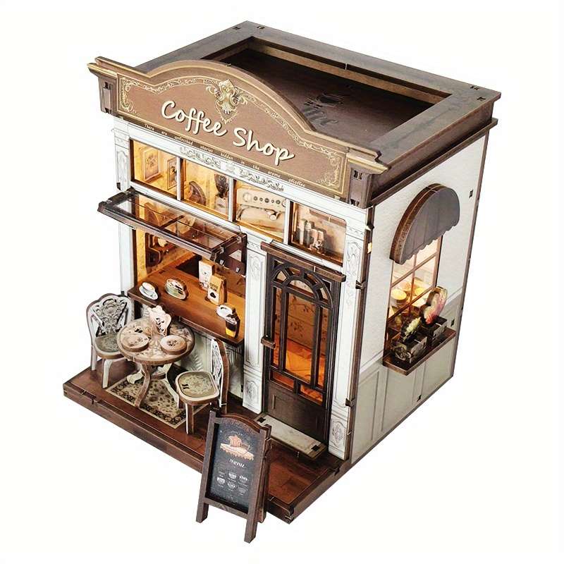 3D Building Model Puzzle Set Style Meet Coffee House