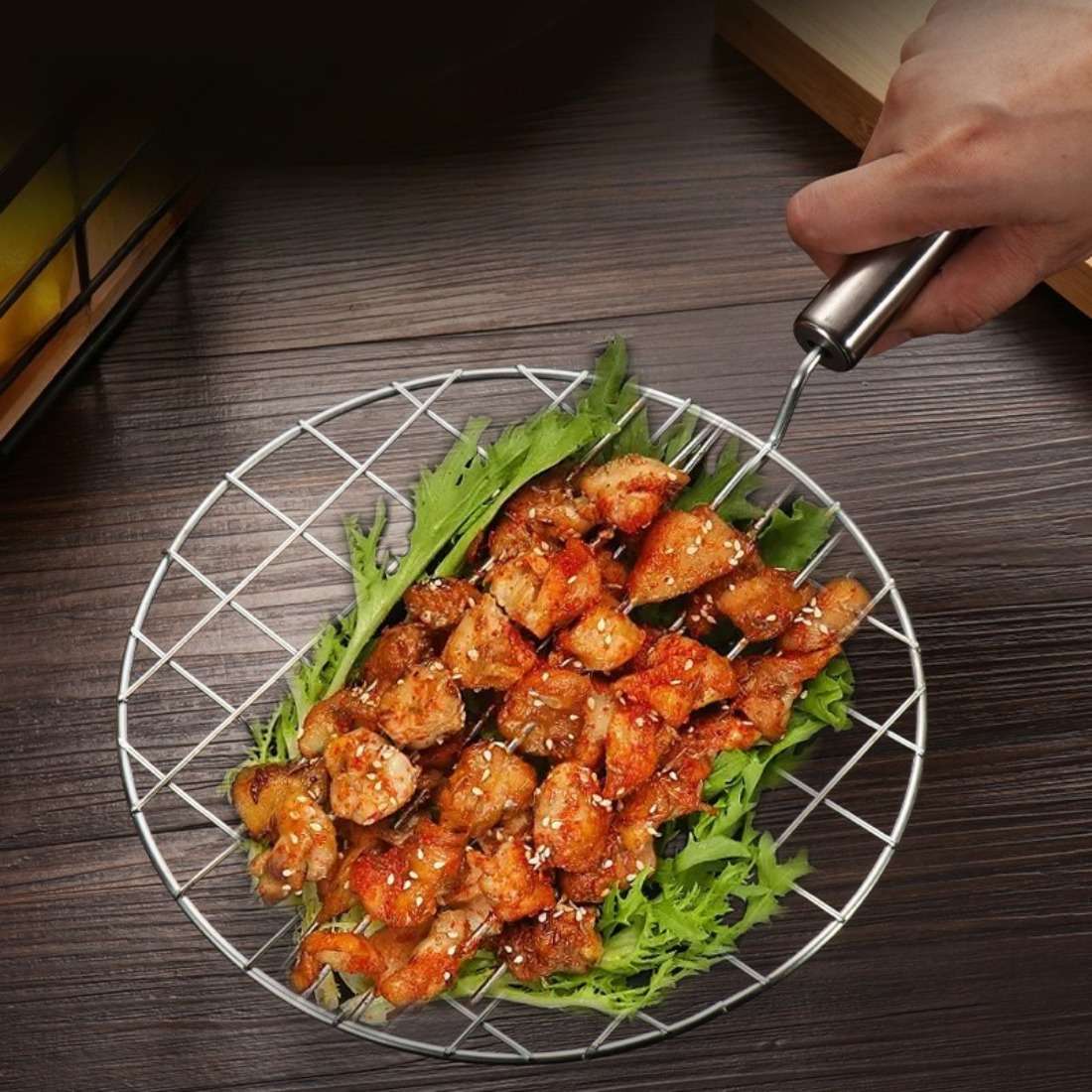 Grilling Net Model Wooden Handle Quantity 2Pcs