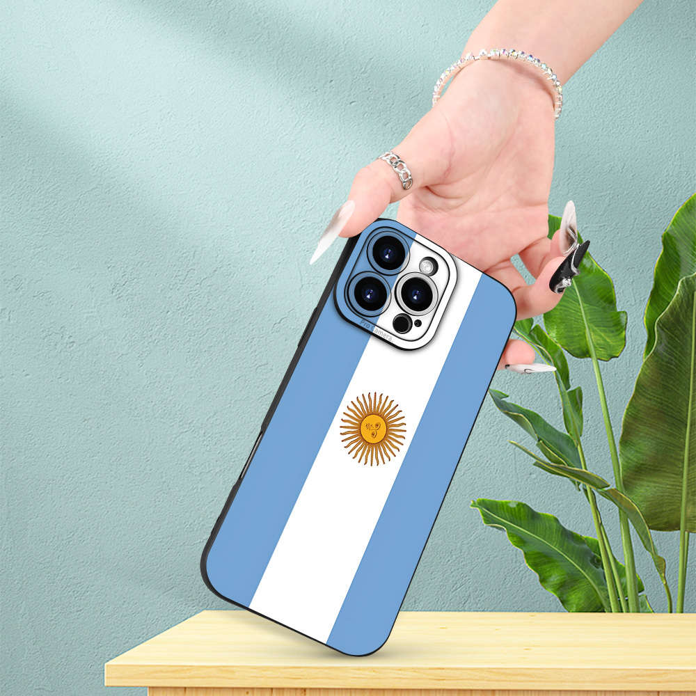 1Pc Black For iPhone 13 Pro Argentine Flag Pattern Phone Case
