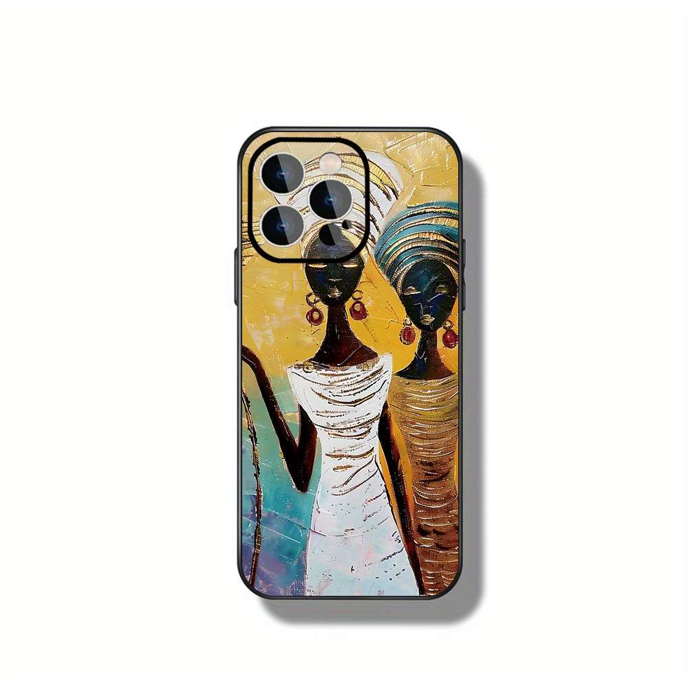 1Pc Ivory White For iPhone 16 Pro Max African Sisters Headwraps Phone Case