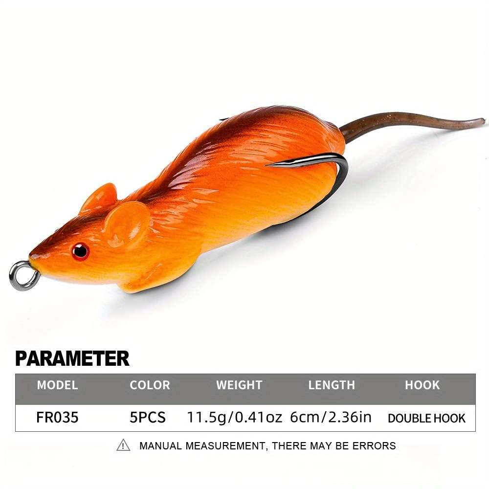 1pc Lure Bait Frog Mouse Double Hook Simulation Mouse Frog 6cm 11.5g