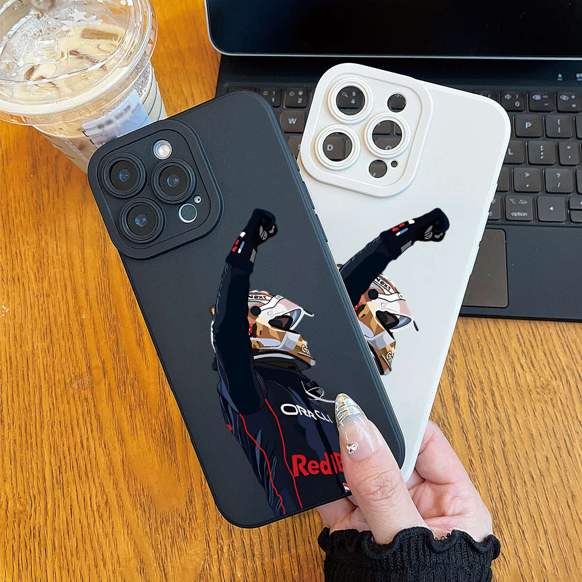 1Pc White For iPhone 16 Plus Angel Eye Racing Driver Phone Case