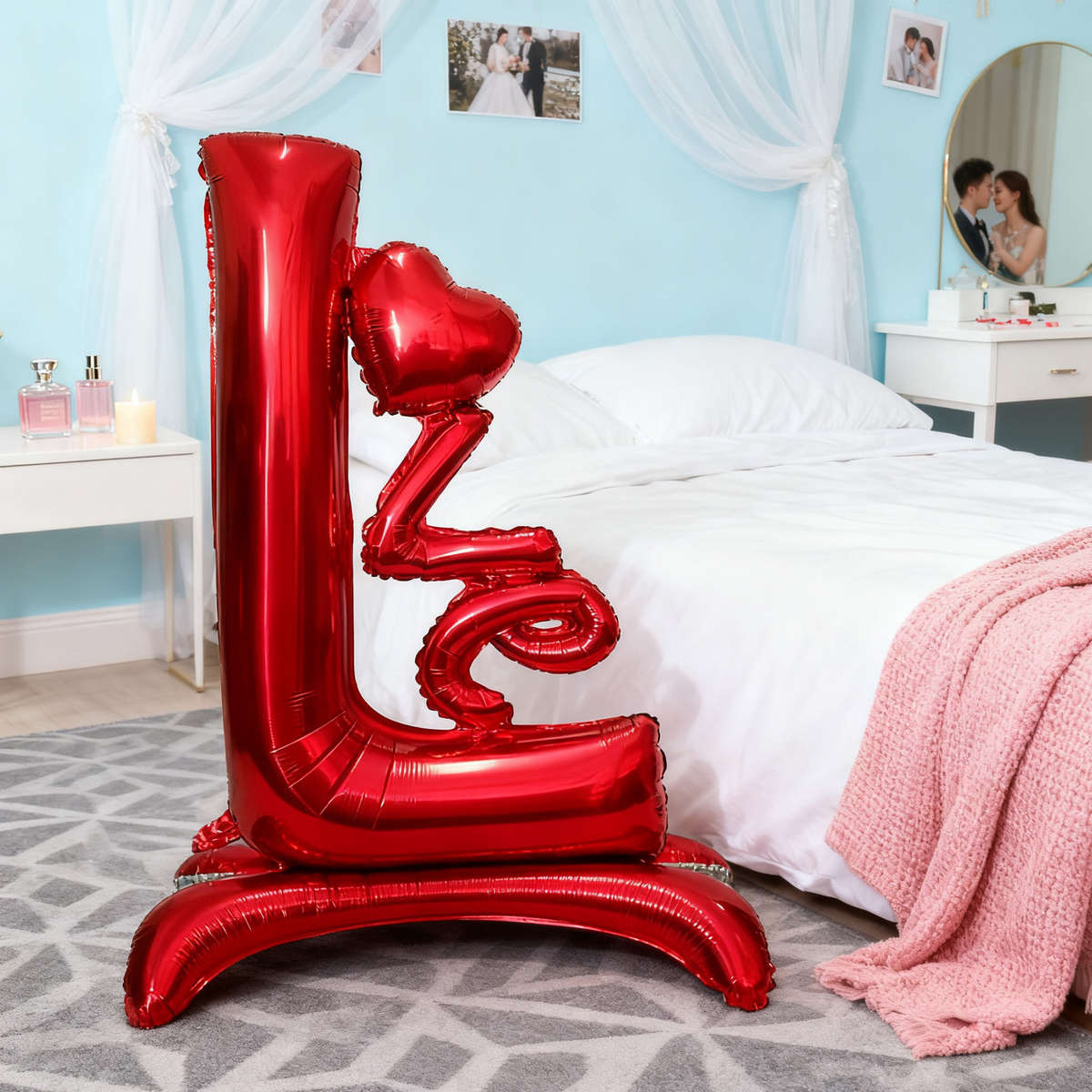 2Pcs Glossy Superior Modern Standing Love Shaped Aluminum For Party Decoration