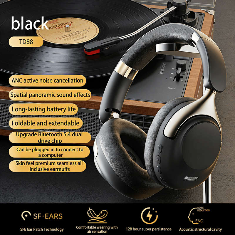 Headset Black With 2 Pcs Earmuffs