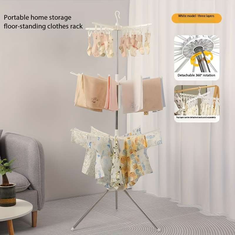 Clothes Rack Foldable And Movable Model Upgrade 3LayerWhite