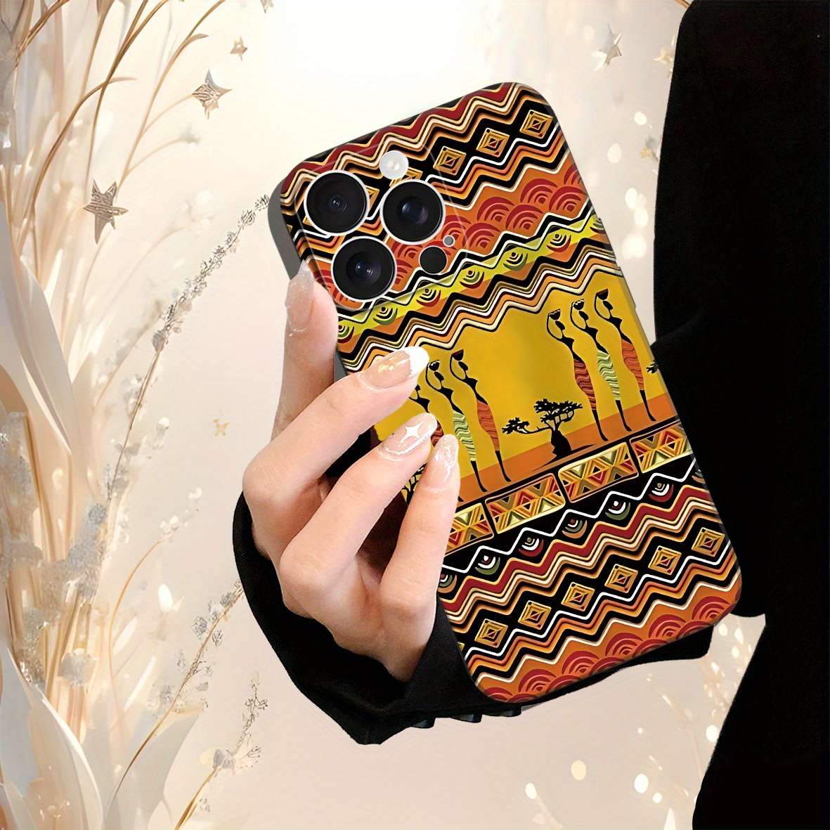 1Pc Black For iPhone 14 Stylish African Phone Case