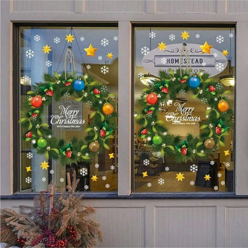 Christmas Decorations Style Christmas Wreath Window Sticker