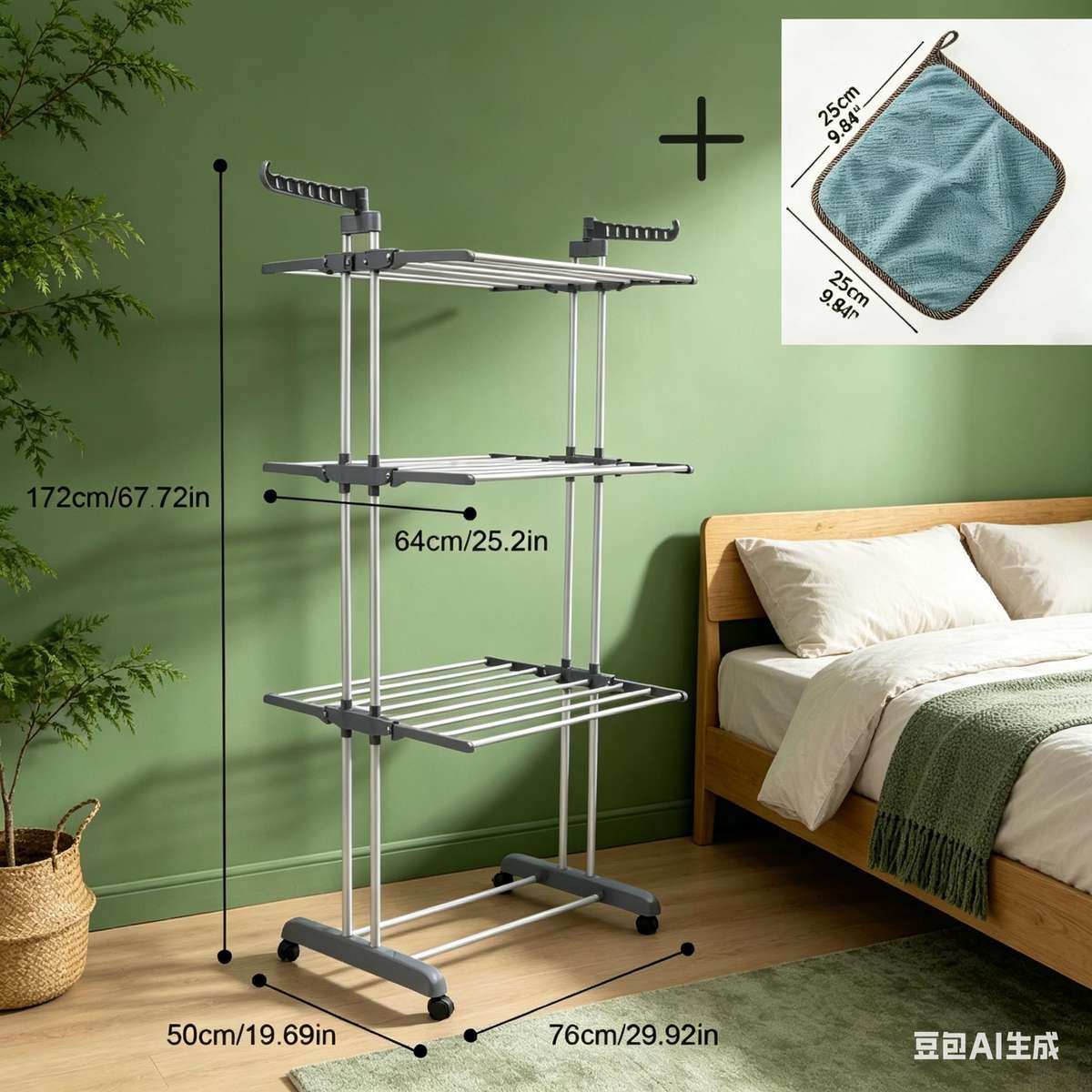 Clothes Rack GrayFour Layers1 Cleaning Cloth