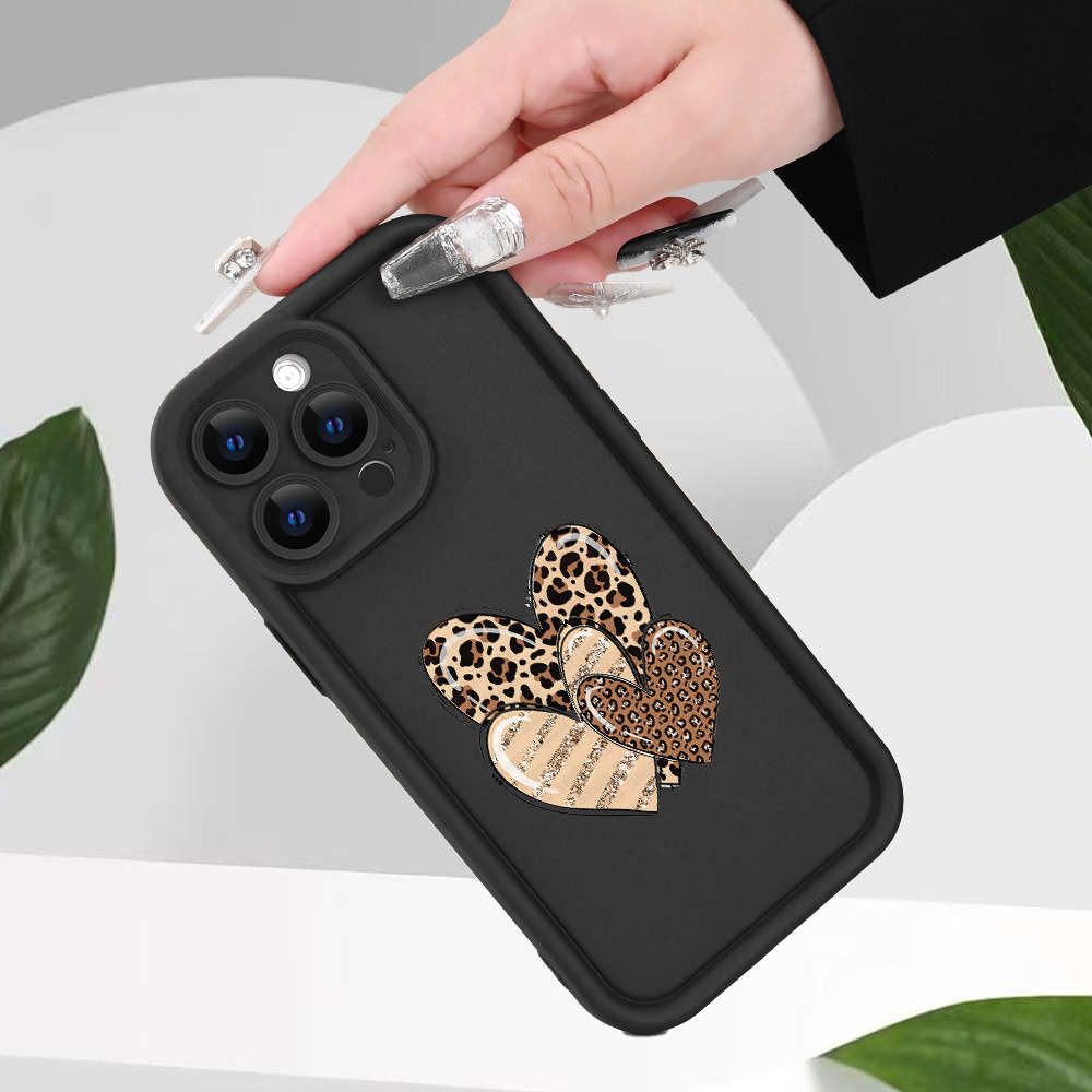 1Pc Black For iPhone 12 Leopard Phone Case